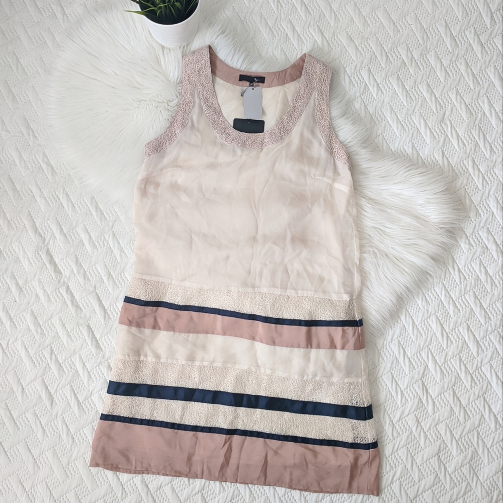 {Ryu} NEW Taupe and Navy Shift Dress